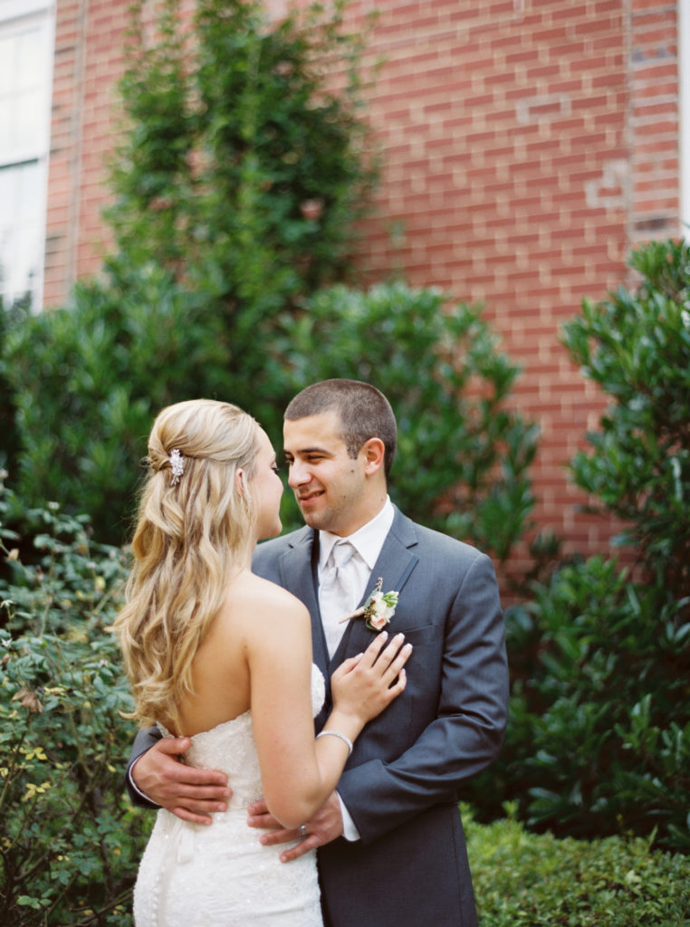 Bride and Groom at Revolution Mill Greensboro North Carolina