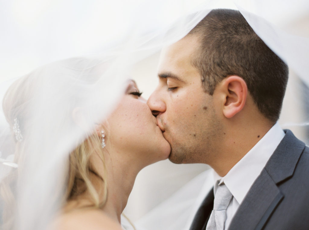 Bride and Groom at Revolution Mill Greensboro North Carolina