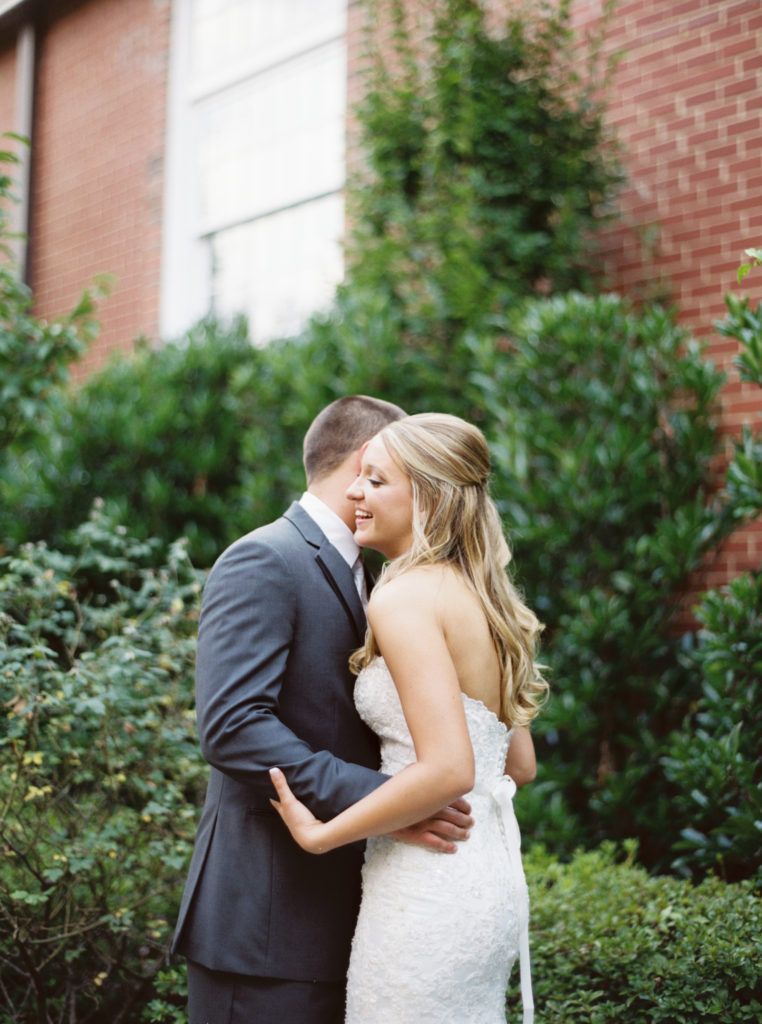 Bride and Groom at Revolution Mill Greensboro North Carolina