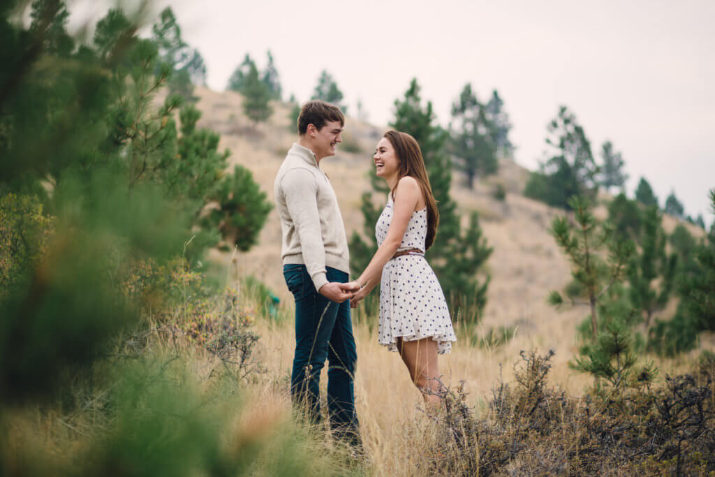 Engaged couple in Mount Helena City Park