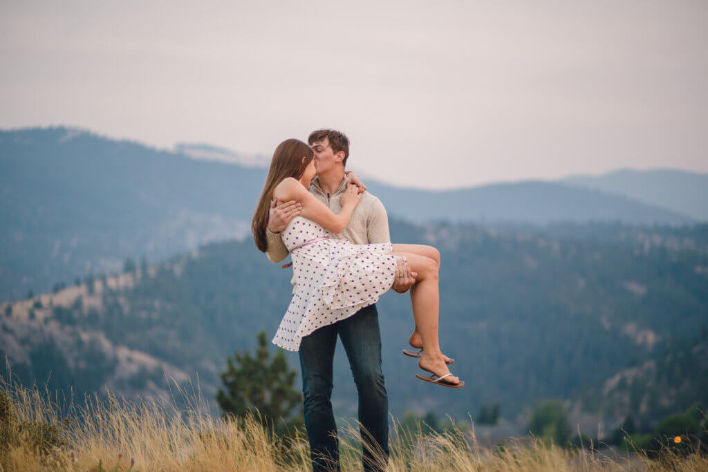 Engaged couple in Mount Helena City Park