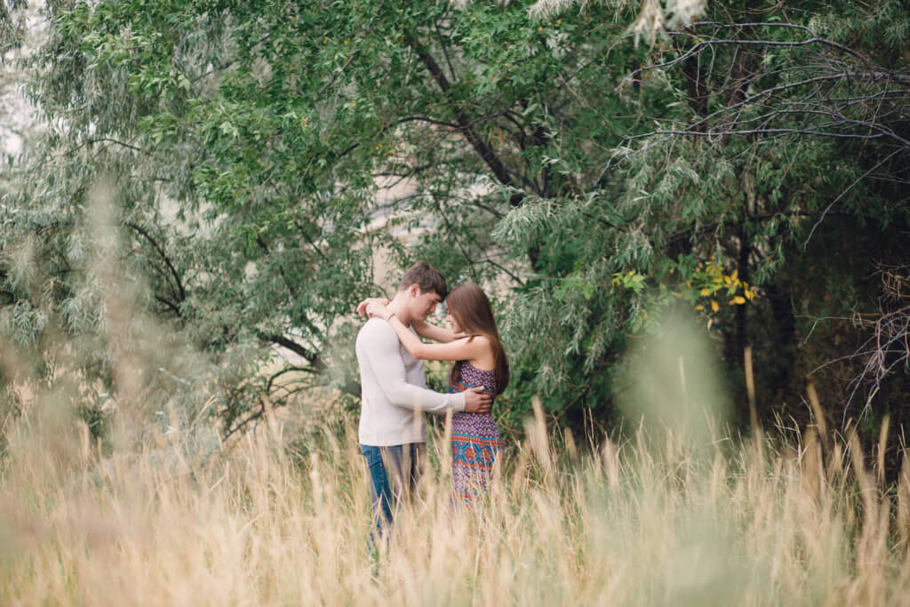 Engaged couple in Mount Helena City Park