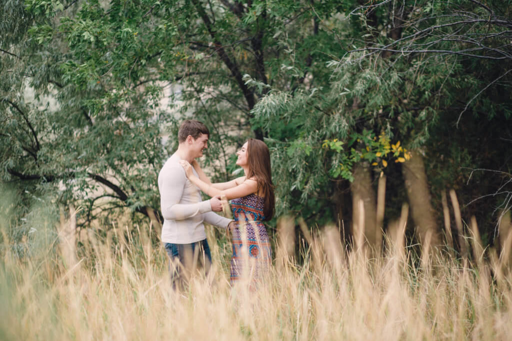 Engaged couple in Mount Helena City Park