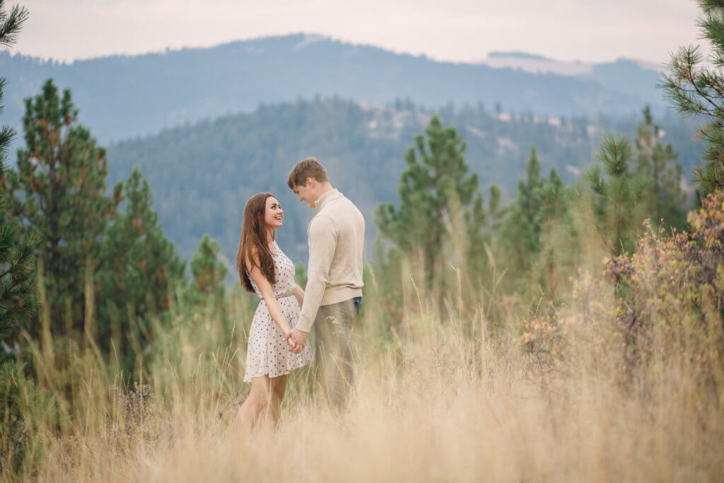 Engaged couple in Mount Helena City Park