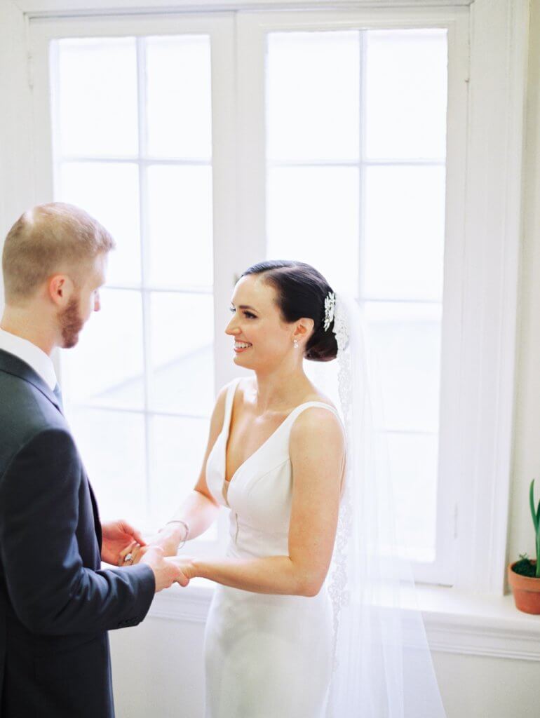 Bride and groom at Bride at Spring House Restaurant Kitchen & Bar