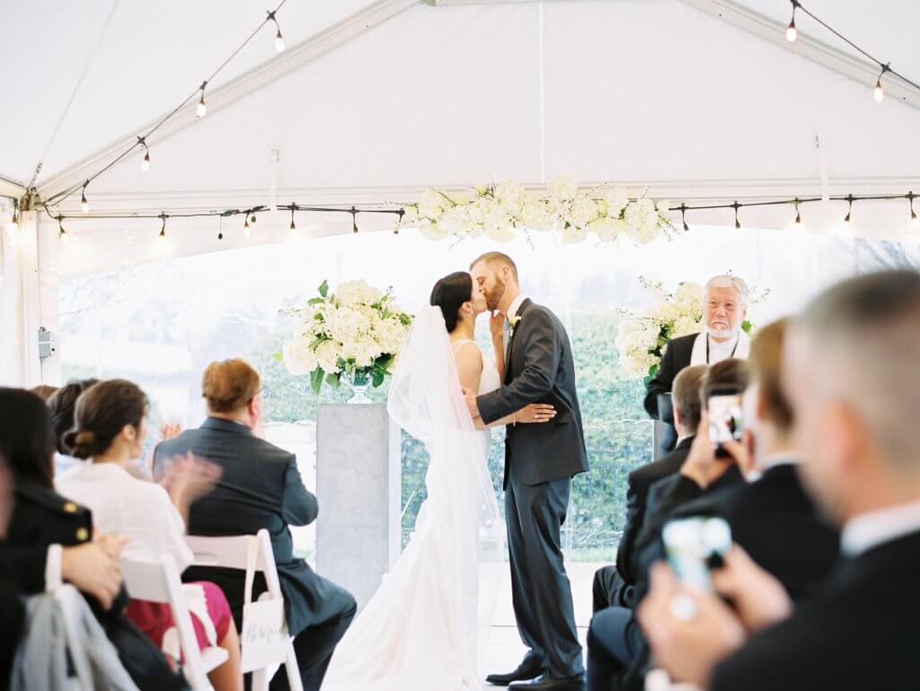 Bride and groom at Bride at Spring House Restaurant Kitchen & Bar