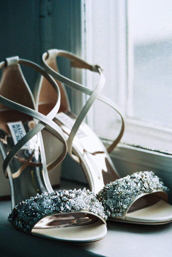 Wedding shoes at Bride at Spring House Restaurant Kitchen & Bar