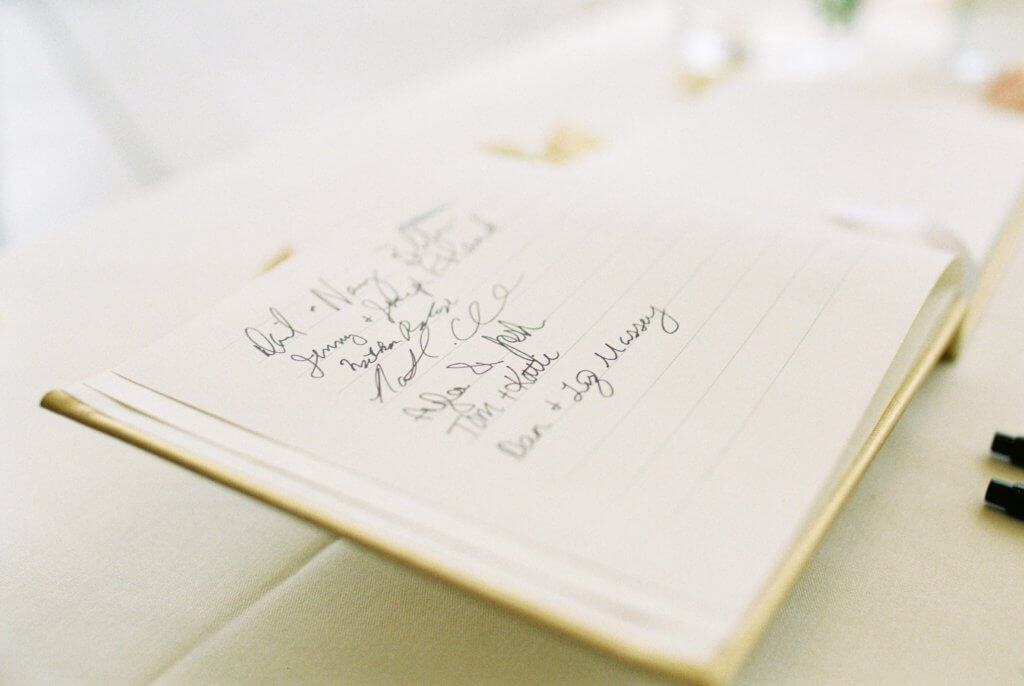 Guest book at Bride at Spring House Restaurant Kitchen & Bar