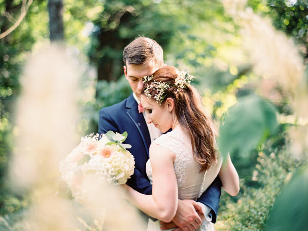 Bride and Groom at the Greensboro Arboretum