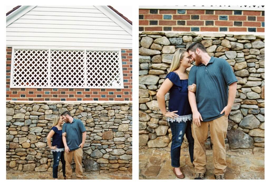 Engaged Couple at Old Salem in Winston Salem, North Carolina