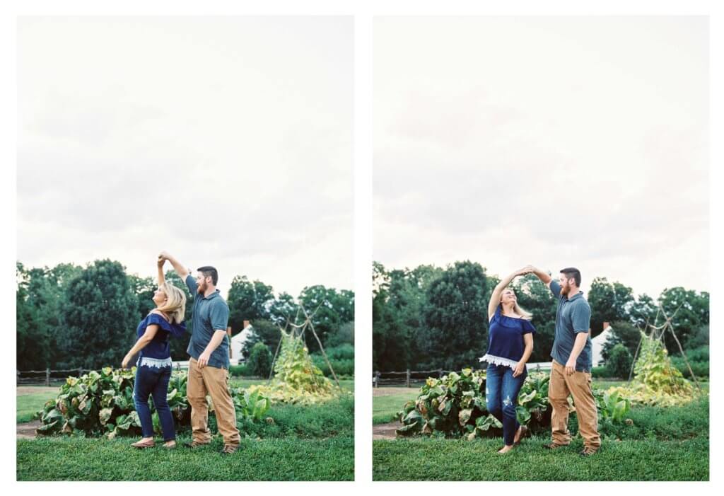 Engaged Couple at Old Salem in Winston Salem, North Carolina