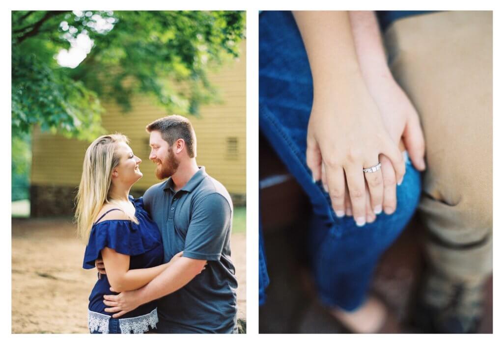 Engaged Couple at Old Salem in Winston Salem, North Carolina