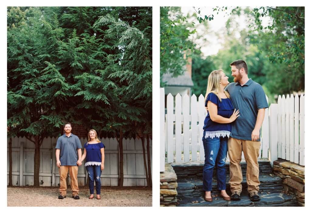 Engaged Couple at Old Salem in Winston Salem, North Carolina