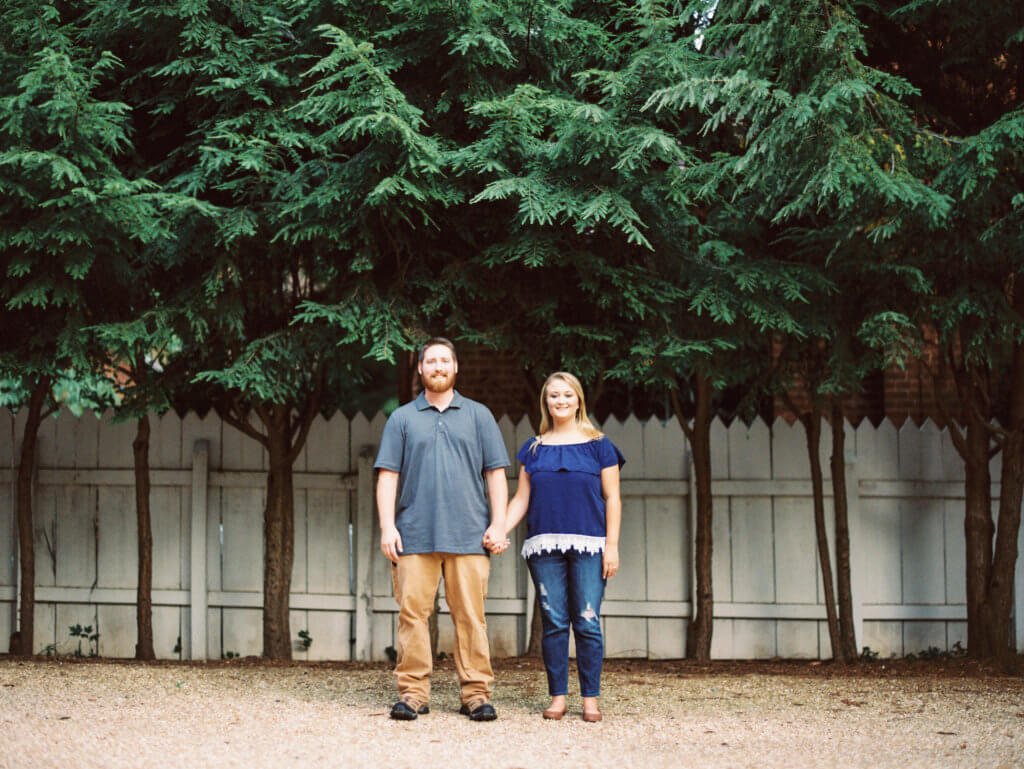 Engaged Couple at Old Salem in Winston Salem, North Carolina