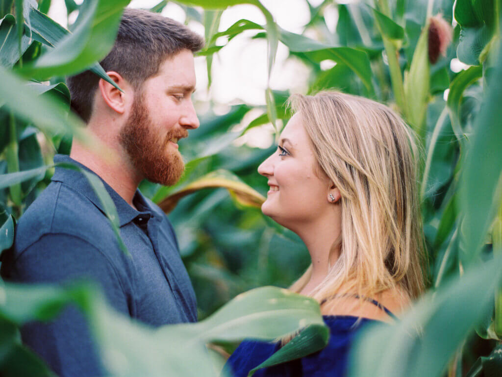 Engaged Couple at Old Salem in Winston Salem, North Carolina