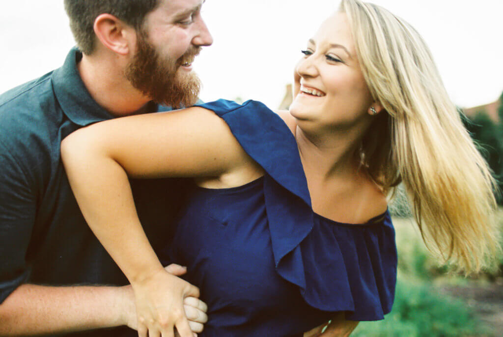 Engaged Couple at Old Salem in Winston Salem, North Carolina