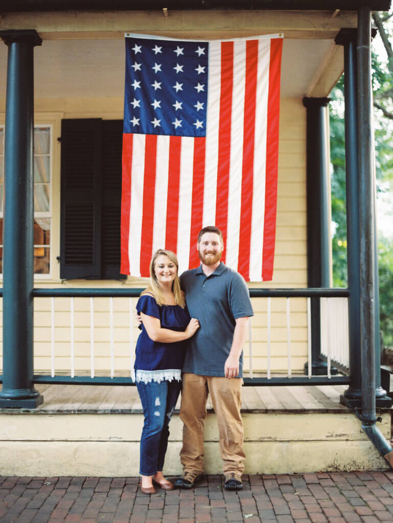 Engaged Couple at Old Salem in Winston Salem, North Carolina