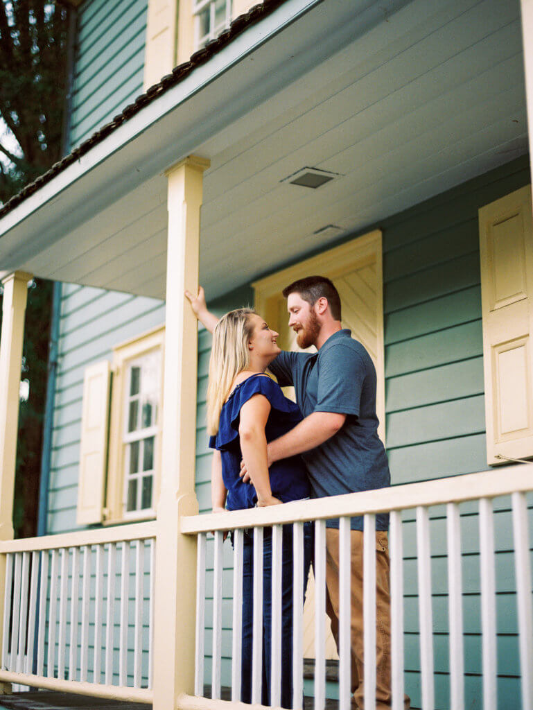 Engaged Couple at Old Salem in Winston Salem, North Carolina