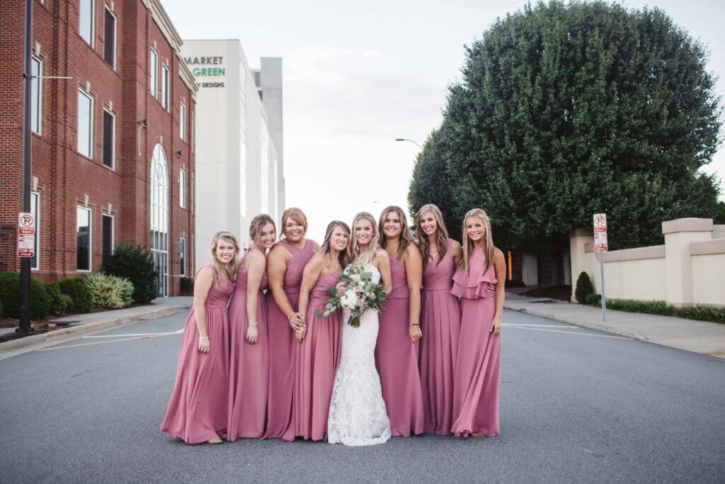 Bridal party at villa de l'amour in high point nc