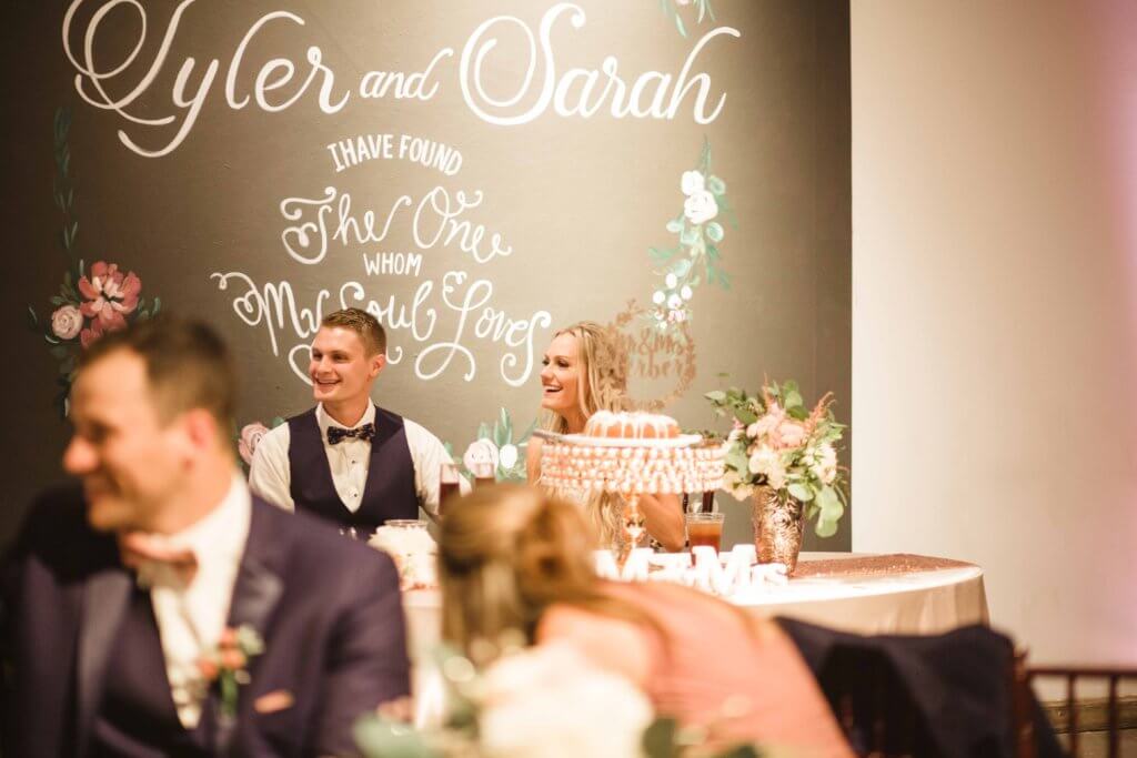 Bride and Groom at villa de l'amour in high point nc