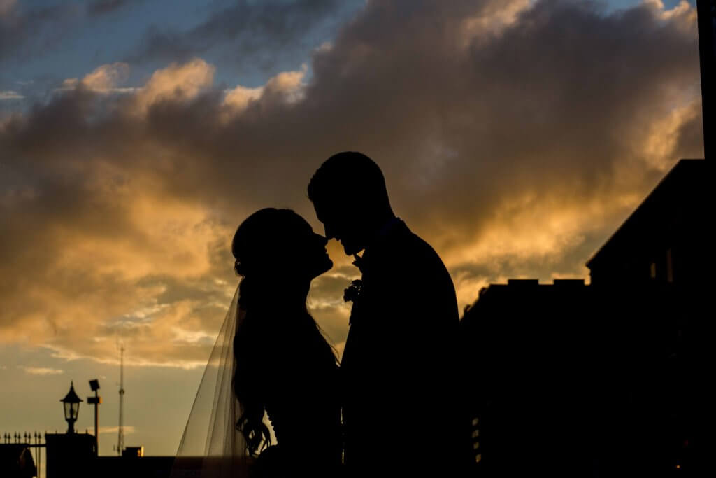 Bride and Groom at villa de l'amour in high point nc