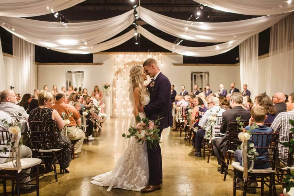 Bride and Groom at villa de l'amour in high point nc