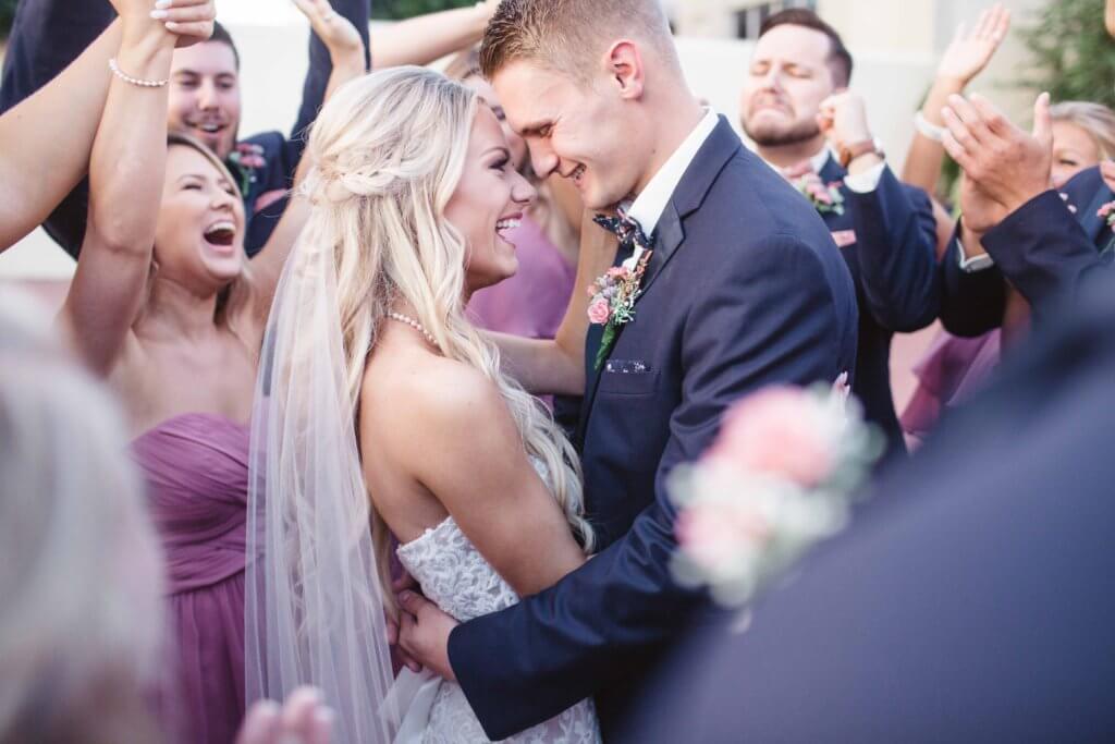 Bride and Groom at villa de l'amour in high point nc