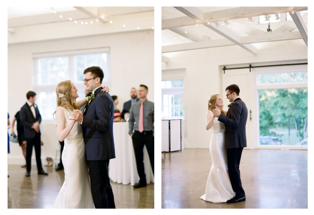 Bride and groom at the Barn at Reynolda Village