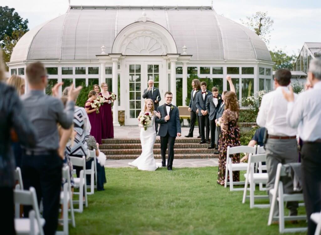 Bride and Groom at Reynolda Gardens