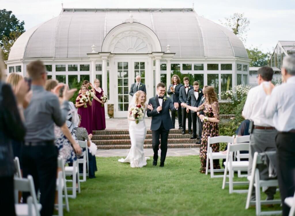 Bride and Groom at Reynolda Gardens