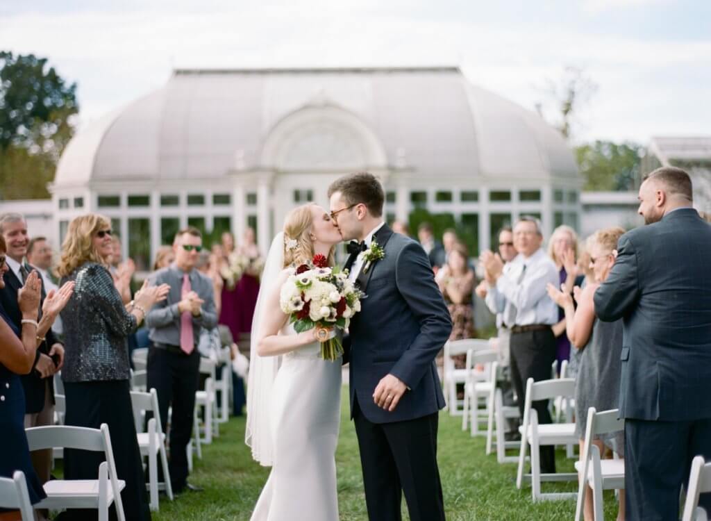 Bride and Groom at Reynolda Gardens