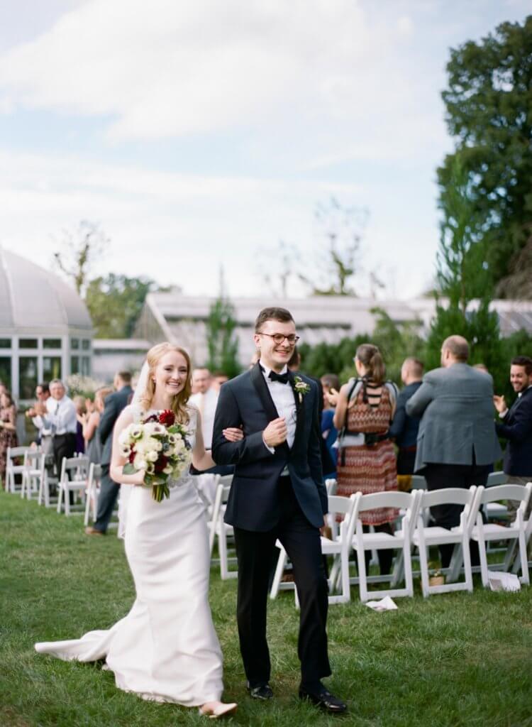 Bride and Groom at Reynolda Gardens