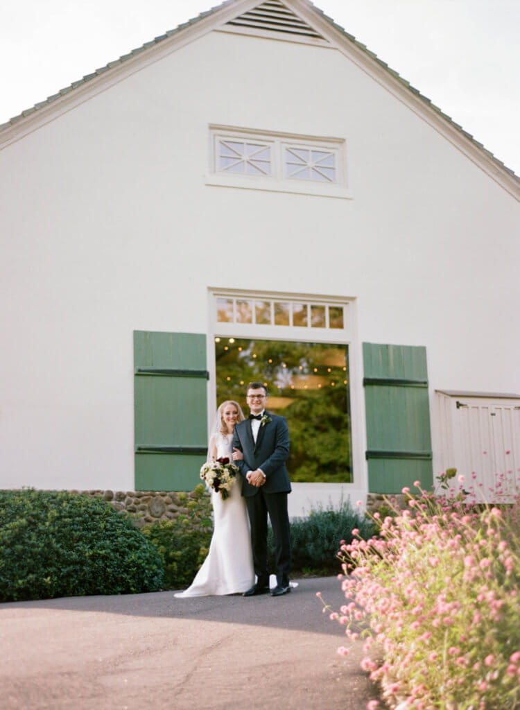 Bride and Groom at The Barn at Reynolda Village