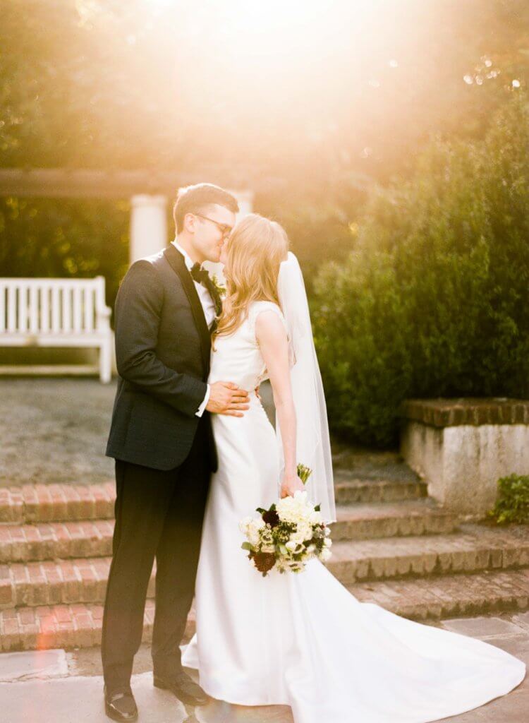 Bride and Groom at Reynolda Gardens