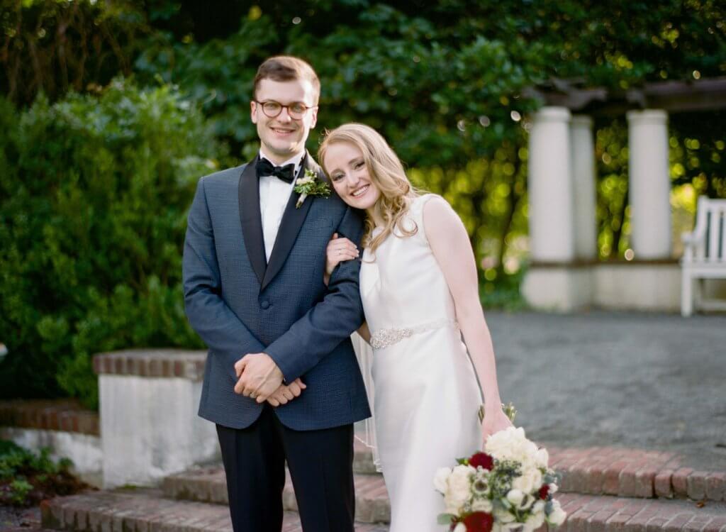 Bride and Groom at Reynolda Gardens