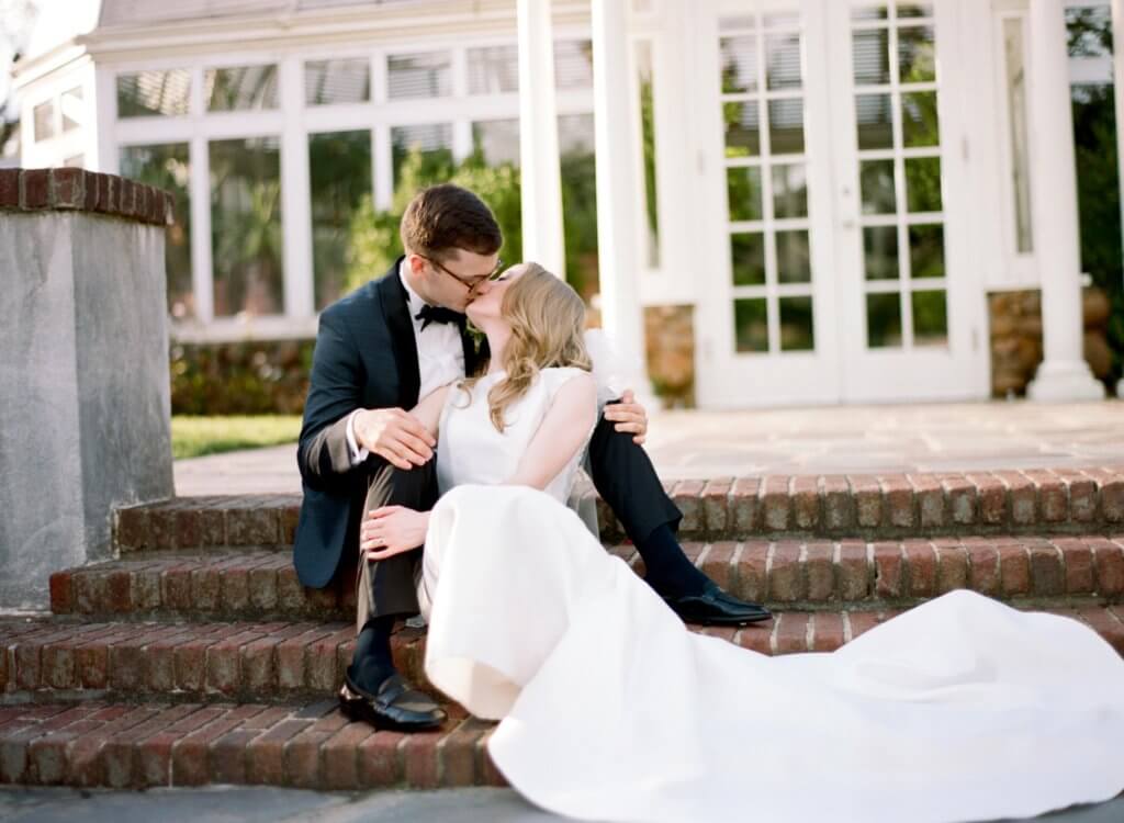 Bride and Groom at The Barn At Reynolda Village