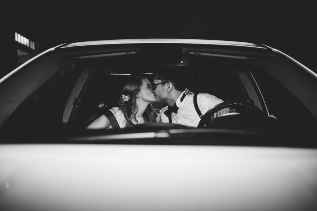 Bride and groom at The Barn At Reynolda Village