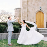 Bride and groom in downtown Knoxville Tennessee