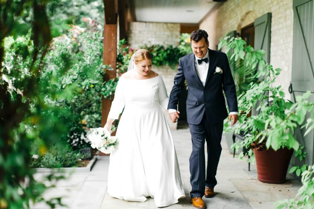 Bride and Groom at Ceiner Botanical Garden Kernersville, NC