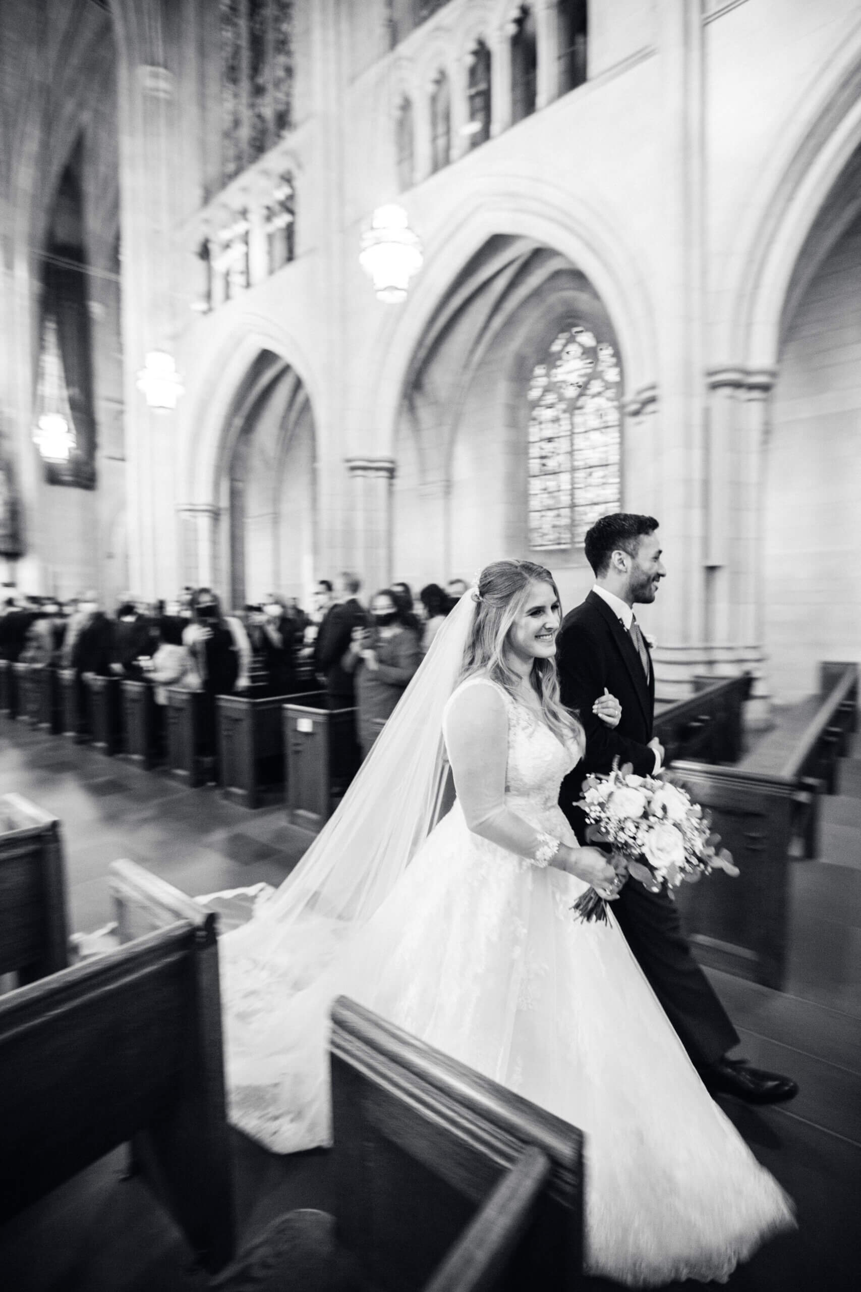 Bride and Groom at Duke Chapel 