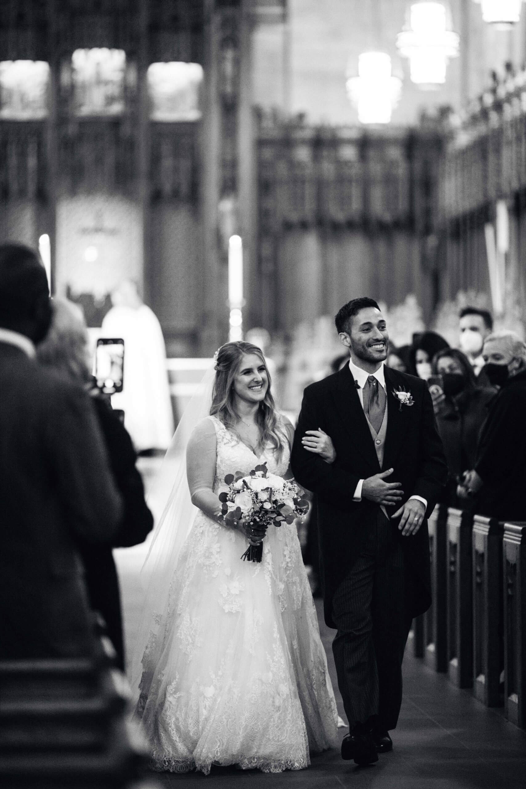 Bride and Groom at Duke Chapel 