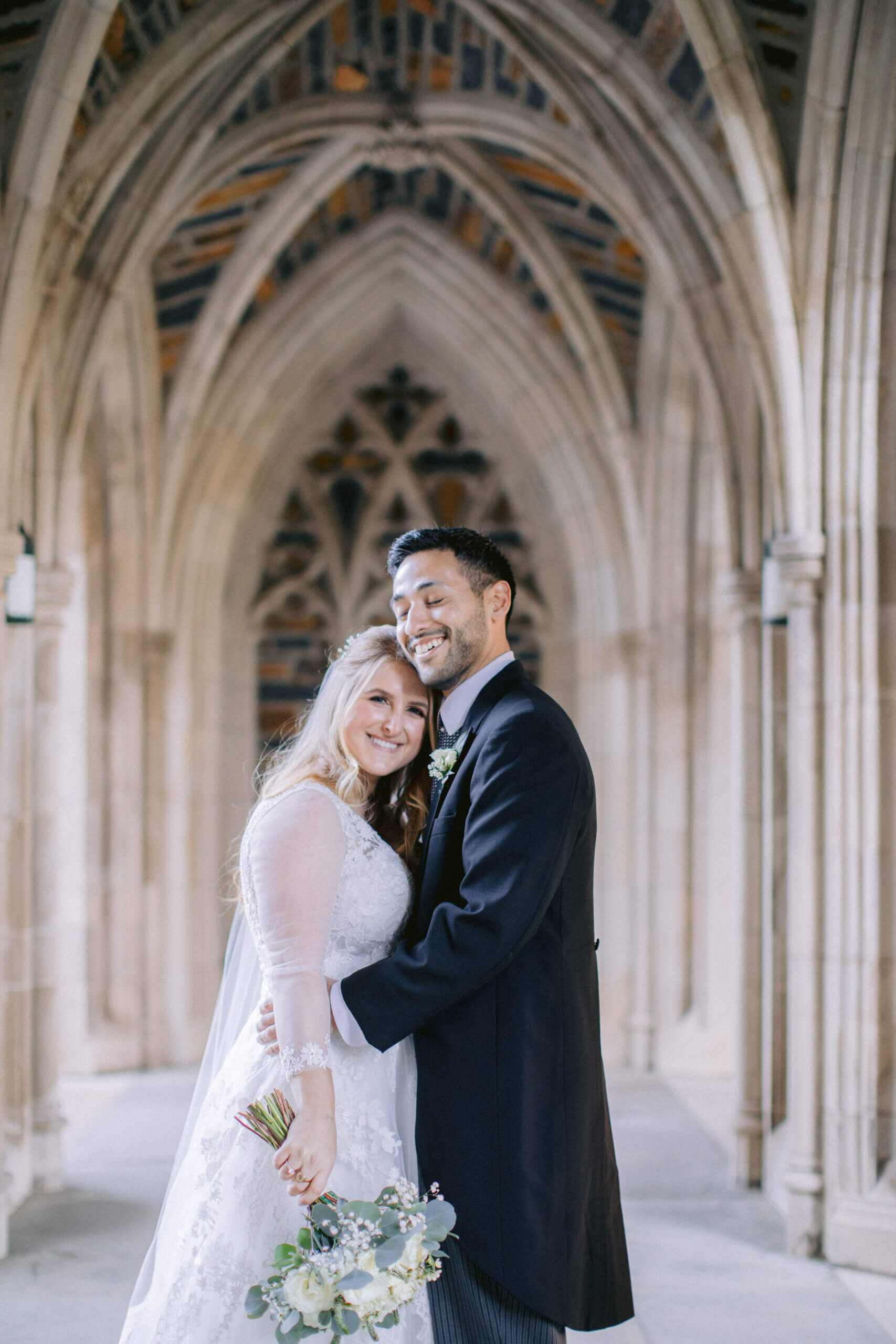 Bride and Groom at Duke Chapel 